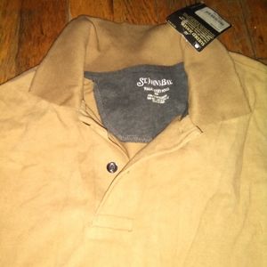 Khaki sueded jersey polo